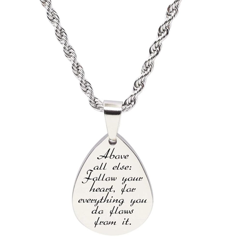 Pink Box Inspirational Tear Drop Tag Necklace